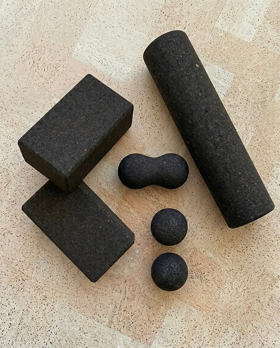 rituil pilates kit with cork coller cork blocks cork spheres cork peanut and cork spheres and cork pilates mat