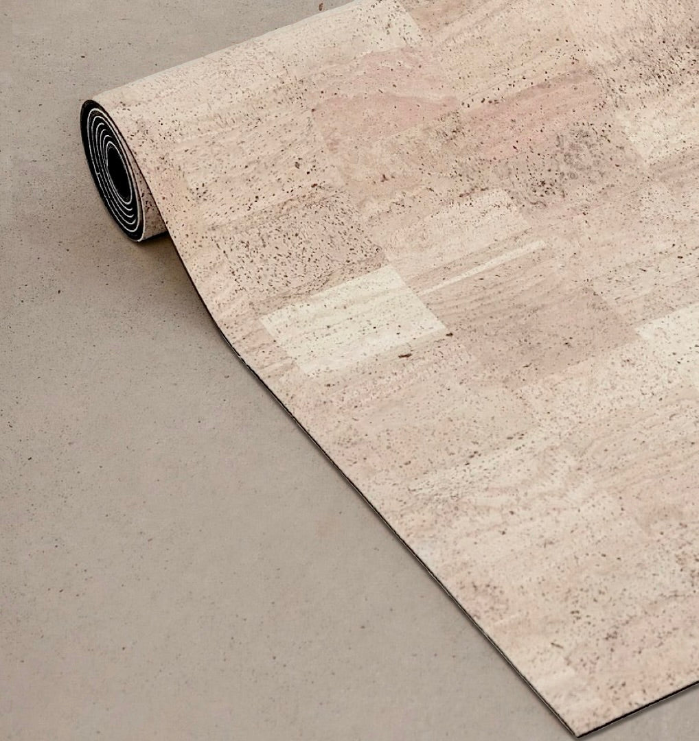 Rituil Sustainable Cork Yoga Mat – Non-Slip, PVC-Free & Eco-Friendly Natural Cork in dark brown in cream color #color_bone