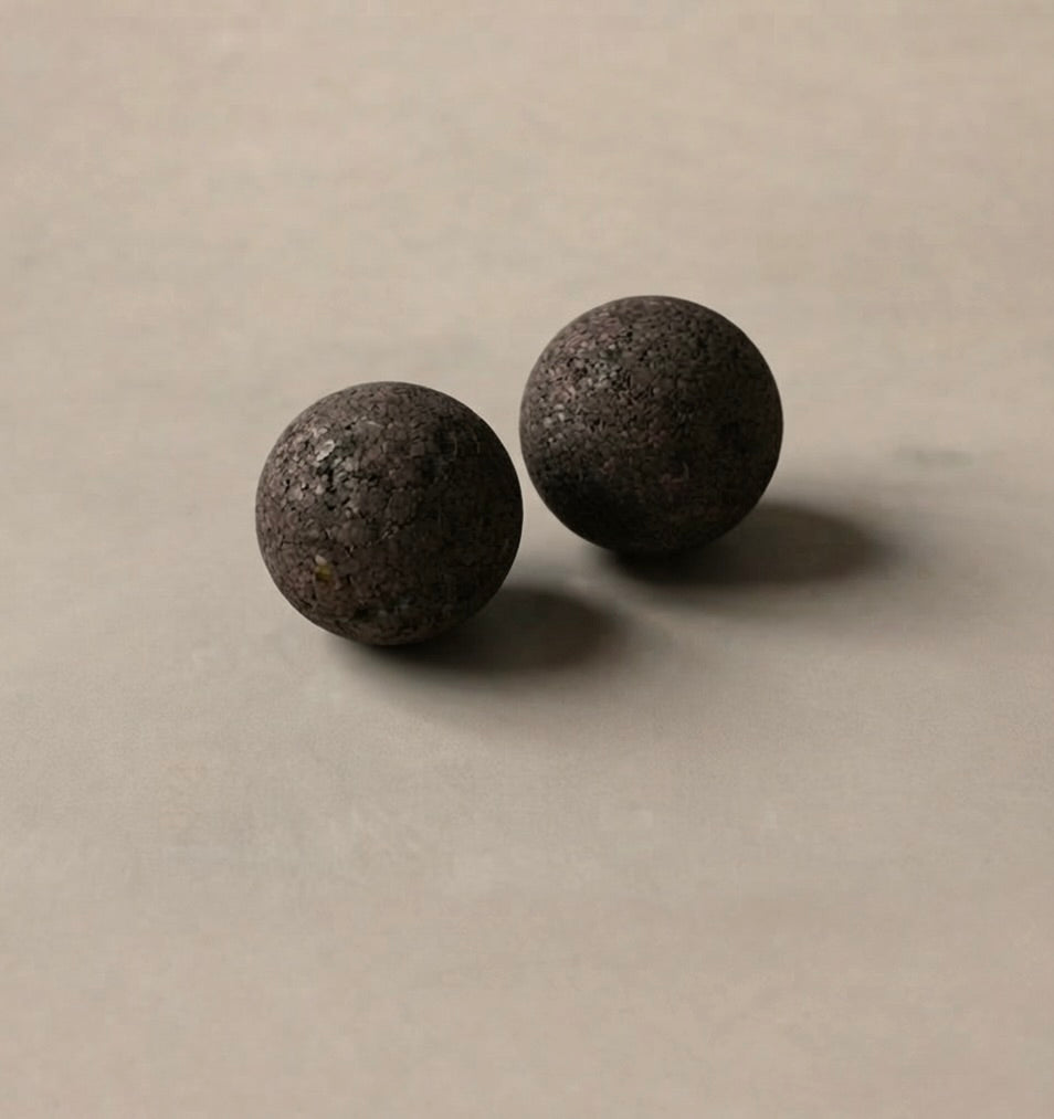 Rituil sustainable Portuguese cork massge balls set of two on concrete floor