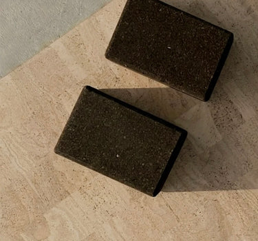 Rituil sustainable cream cork leather yoga mat featuring a non-slip, non-toxic, pvc free, textured surface with set of natural brown cork yoga blocks #color_bone