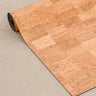 Rituil sand non slip cork yoga mat detail image of mat rolled up #color_sand