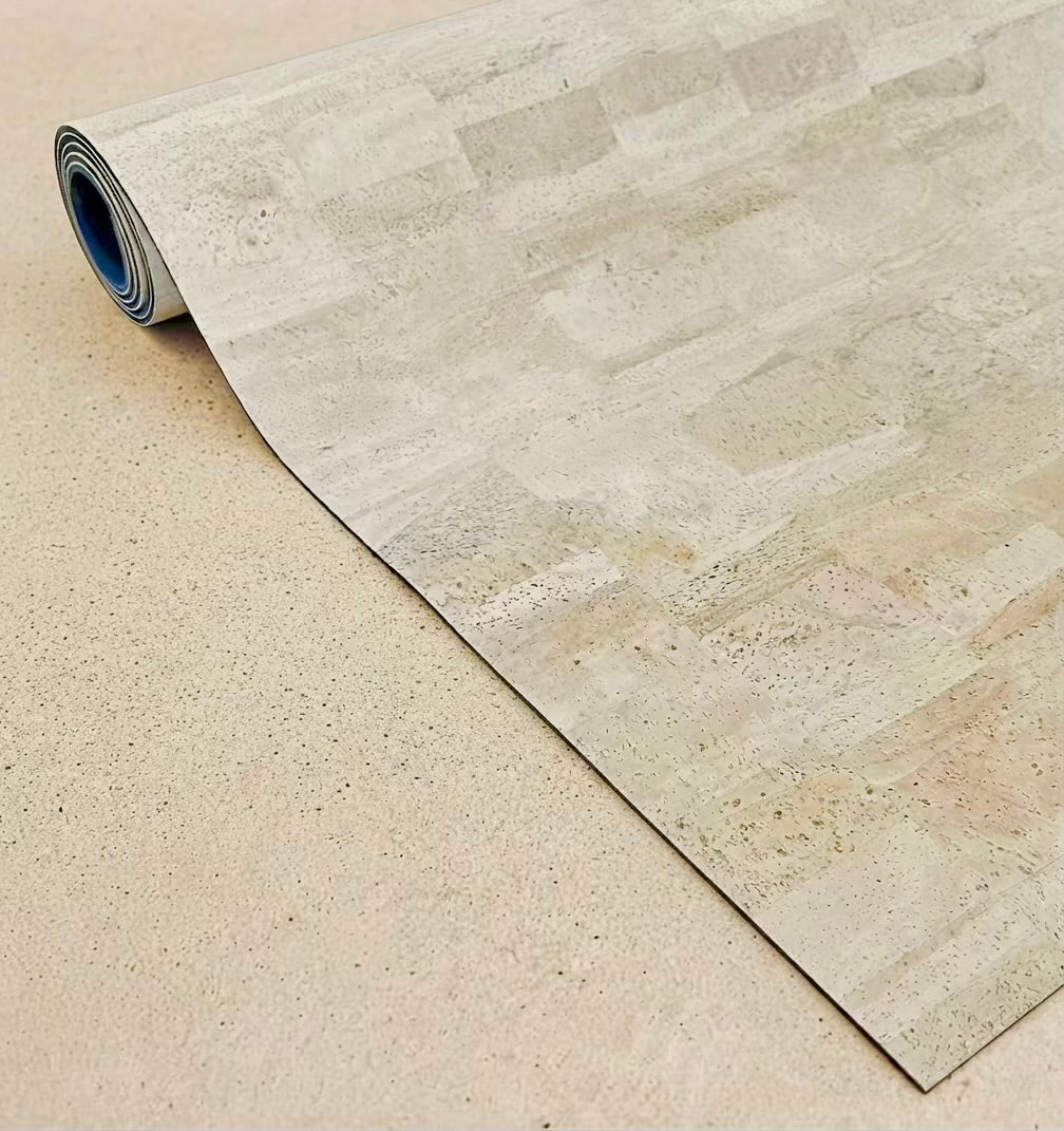  Rituil sustainable natural cream cork leather yoga mat featuring a non-slip, non-toxic, pvc free, textured surface