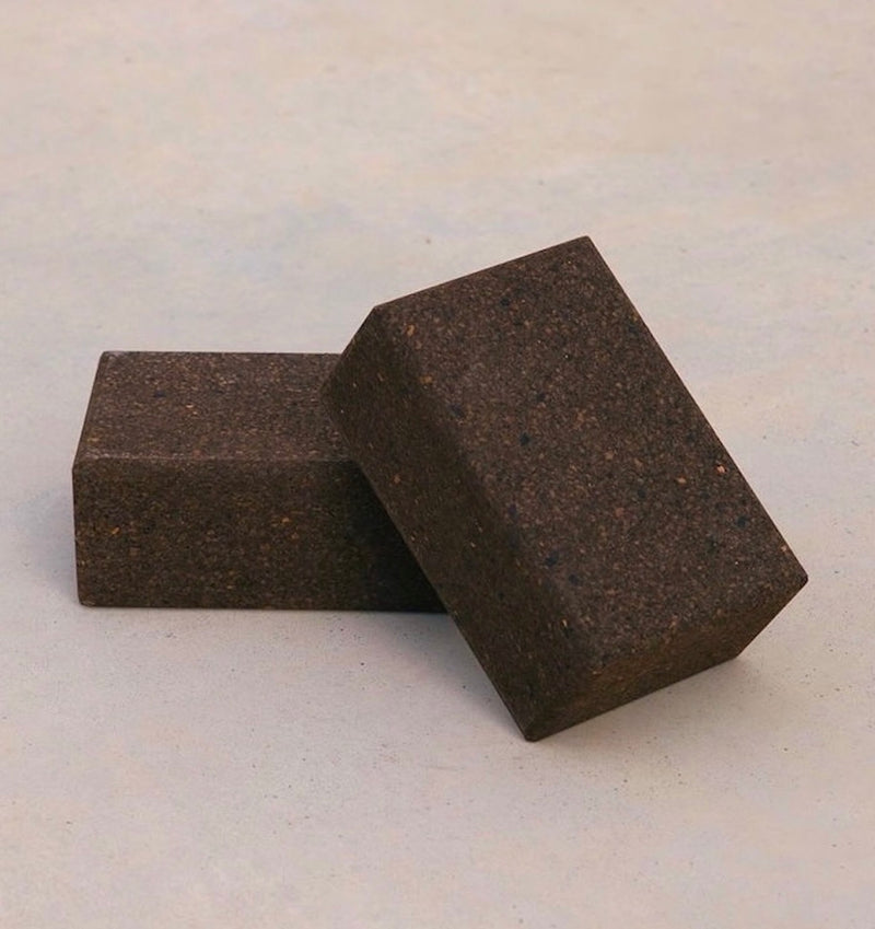 Pair of 2 earth / brown colored cork yoga blocks #color_earth